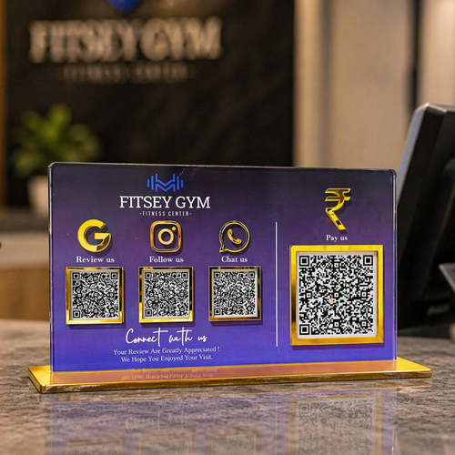 4 QR NFC Enabled Horizontal Multi Colour QR Standee with Payment QR