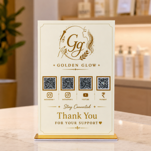 4 QR NFC Enabled Rectangular vertical Shape Standee