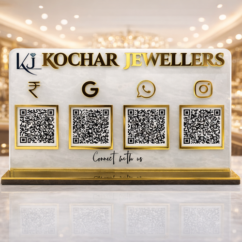 4 QR NFC Enabled Horizontal Standee for Jewellers Jewellery Shop Counter Table Top Standee