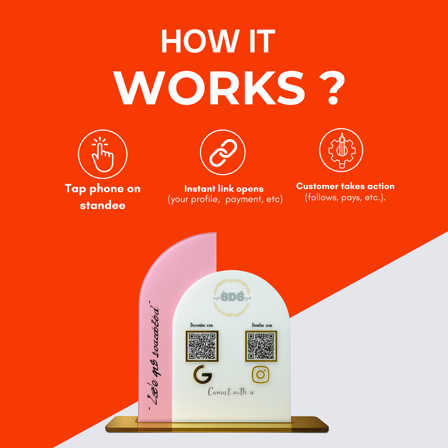2 QR NFC Enabled Custom Shape Standee for Shops and Clothing Store and Boutiques