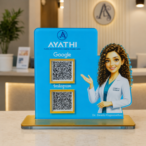 2 QR NFC-Enabled Female Doctor Cutout Standee for Clinic and Hospital