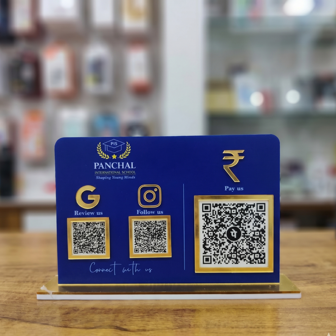 3 QR NFC Enabled Blue Colour Horizontal Standee