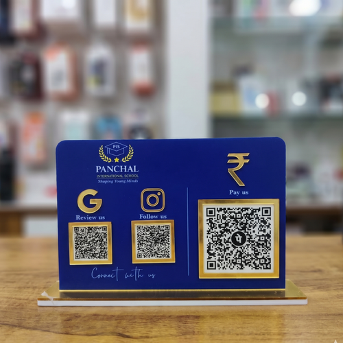 3 QR NFC Enabled Blue Colour Horizontal Standee