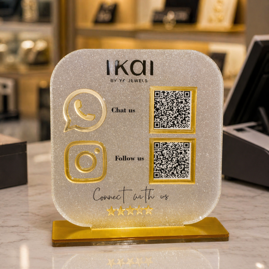 2 QR NFC Enabled Round Frosted Standee for Shops Cafes Clinics & Offices