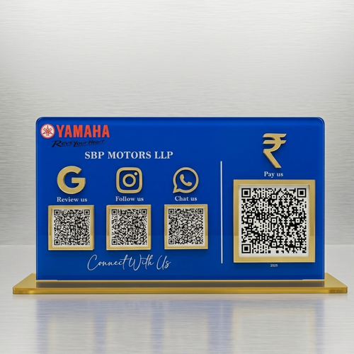 4 QR NFC Enabled Blue Horizontal Standee for  Review Social and Payment Display