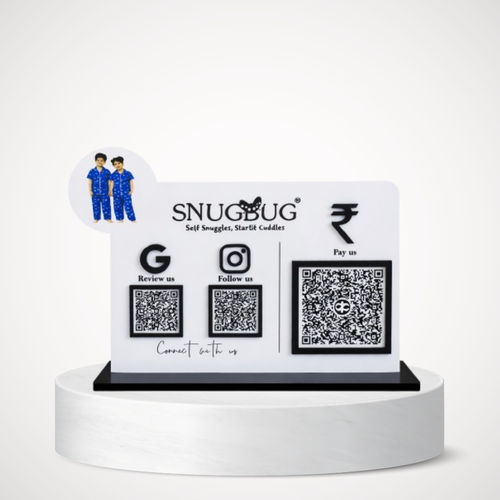 3 QR NFC Enabled White Standee Black Icons with Boys Cutout Design