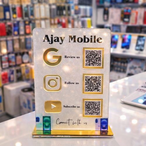 3 QR NFC Enabled Standee For Mobile Shop & Electronics Store