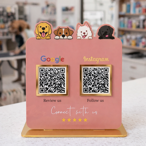 2 QR NFC Enabled Pink Colour  Pet Cut Out Standee