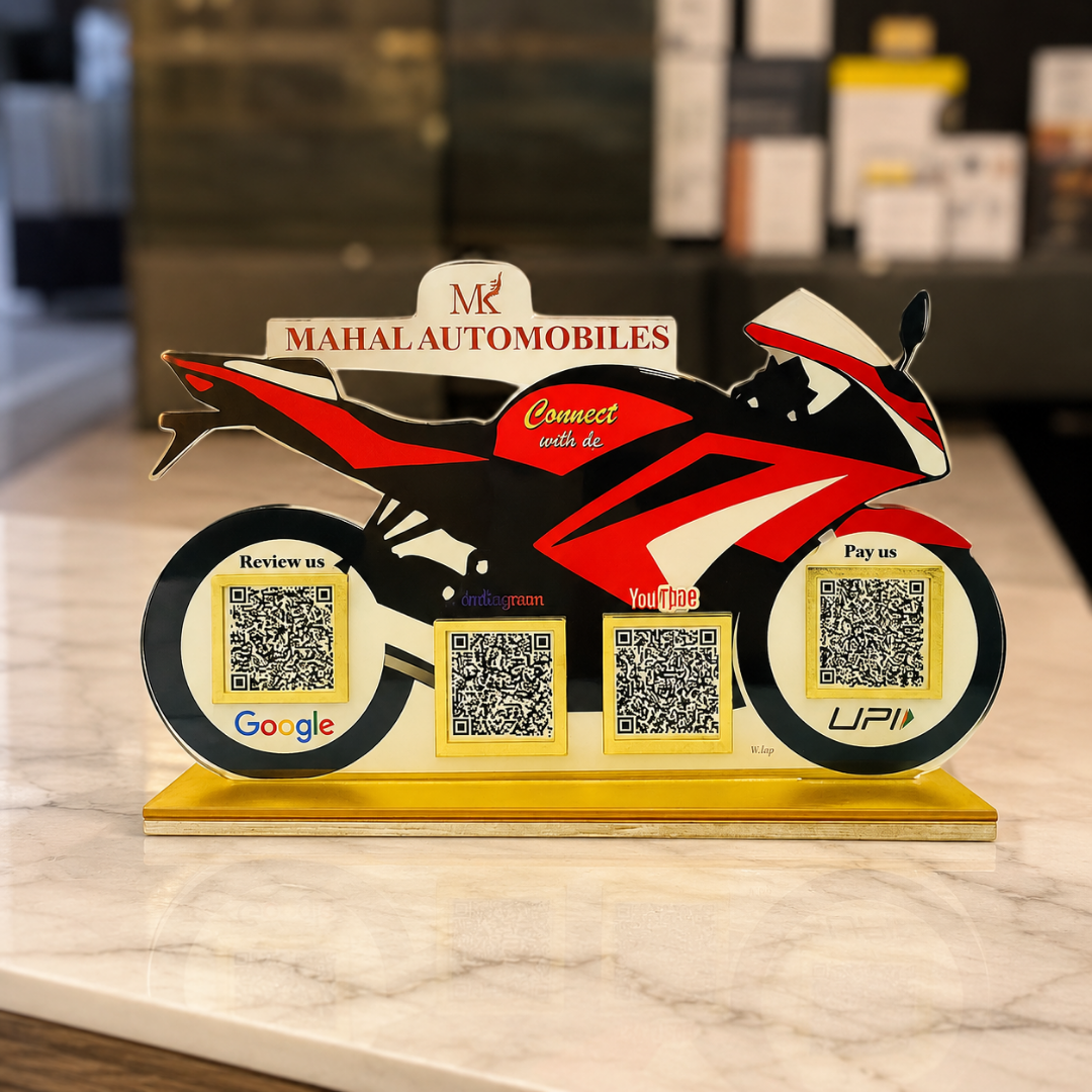 4 QR NFC Enabled Bike shape Standee