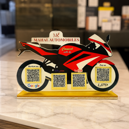 4 QR NFC Enabled Bike shape Standee