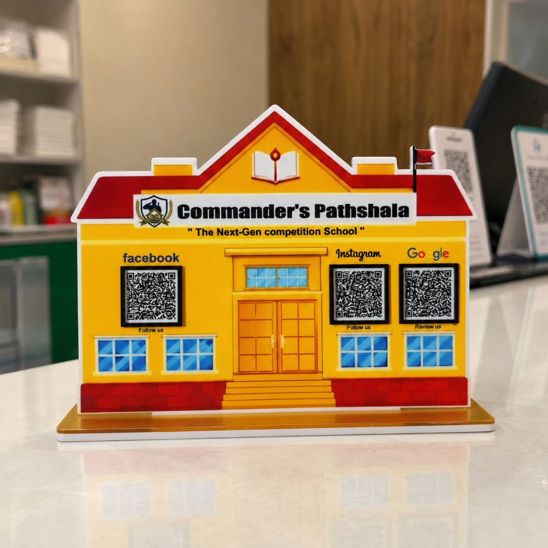 3 QR NFC Enabled School Shape Standee For Schools