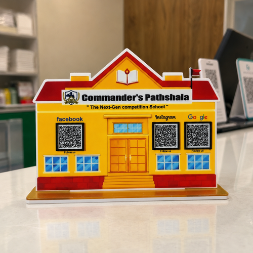 3 QR NFC Enabled School Shape Standee For Schools