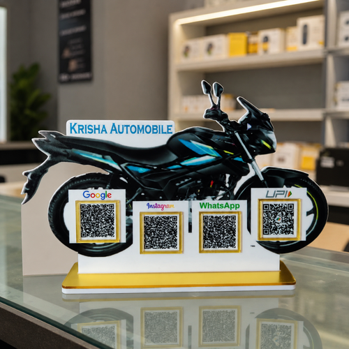 4 QR NFC Enbaled Bike Shape Standee For Automobiles