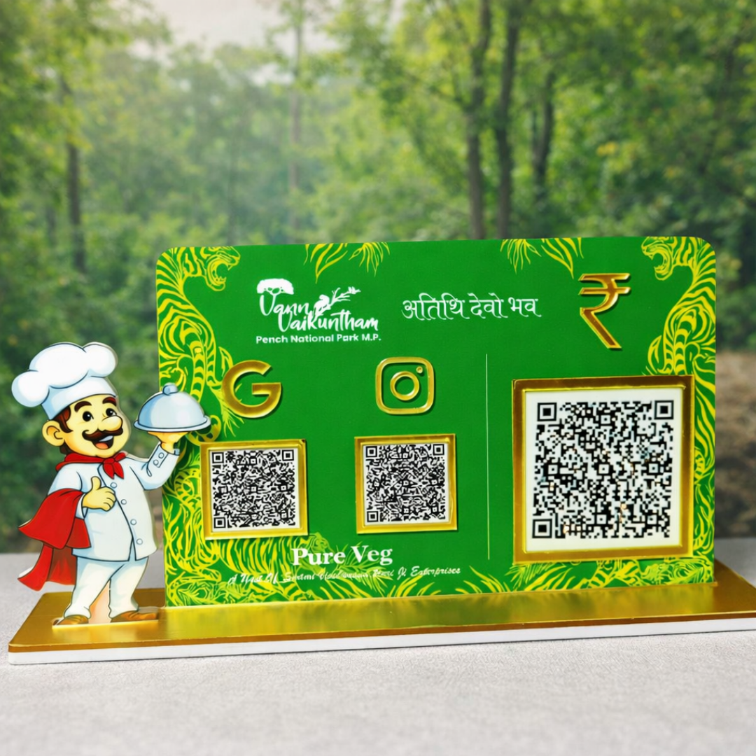 3 QR NFC Enabled Chef Cut Out Google Review Standee For Restaurant & Cafe