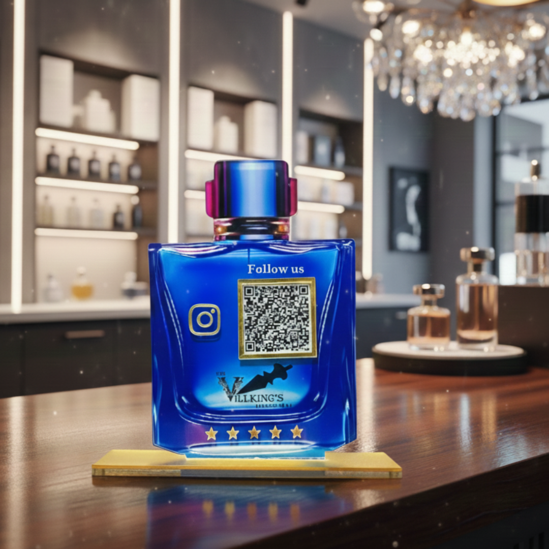 1 QR NFC Enabled Perfume Bottle Shape Standee for Perfume / Cosmetic Store