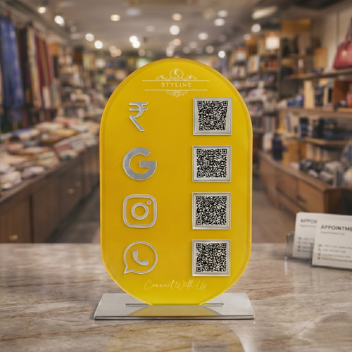 4 Qr NFC Enabled Round Shape Vertical Standee