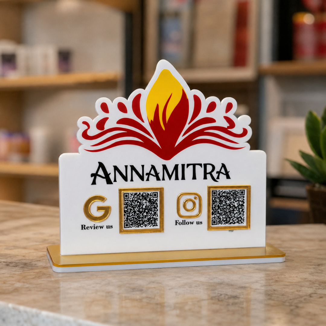 2 QR NFC Enabled Flower Cutout Standee