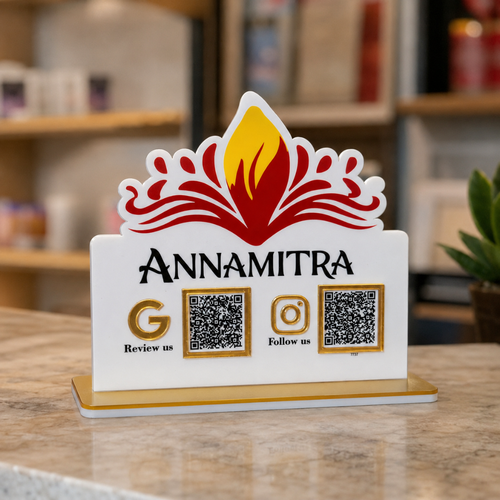 2 QR NFC Enabled Flower Cutout Standee