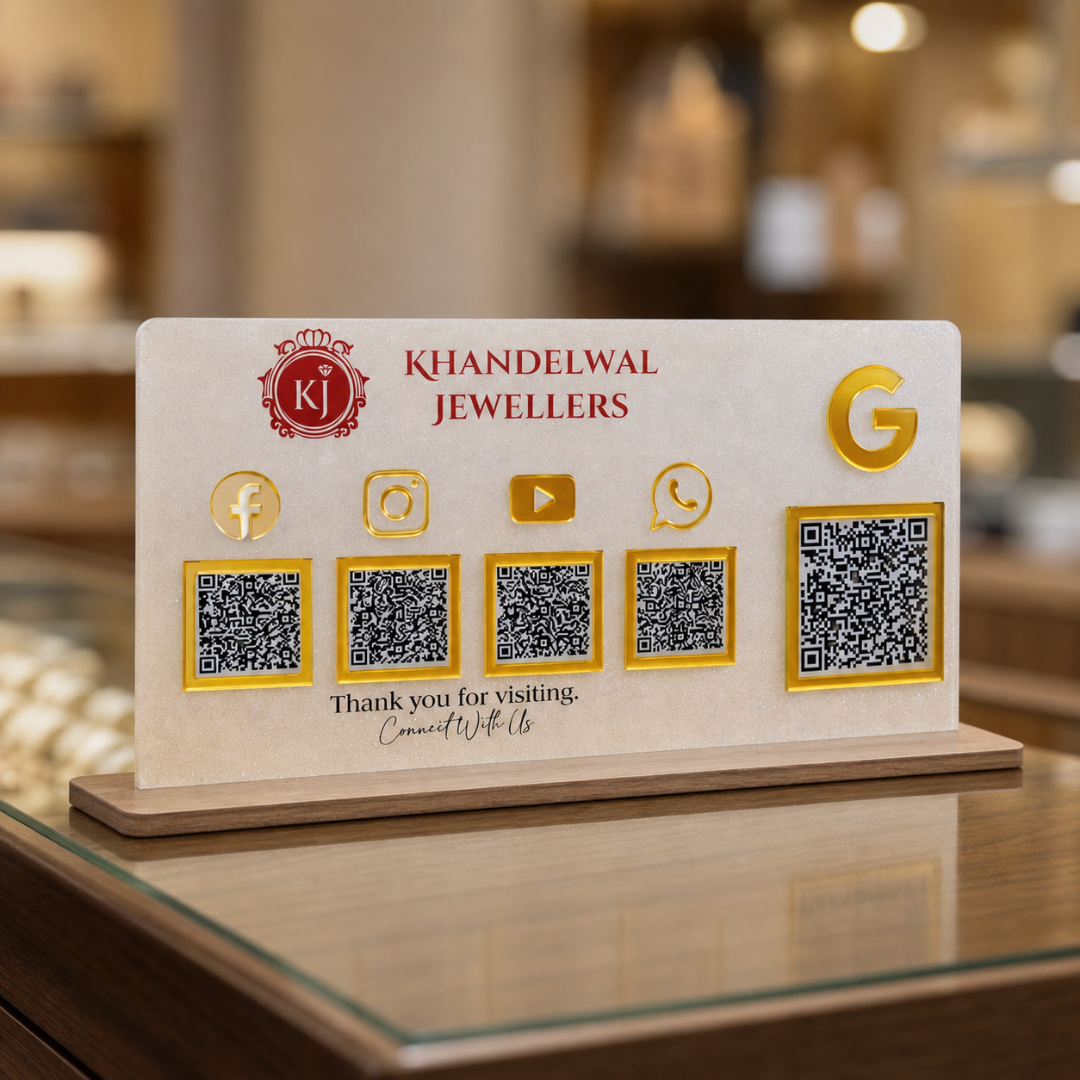 5-QR NFC Enabled Horizontal Standee for Jewellers
