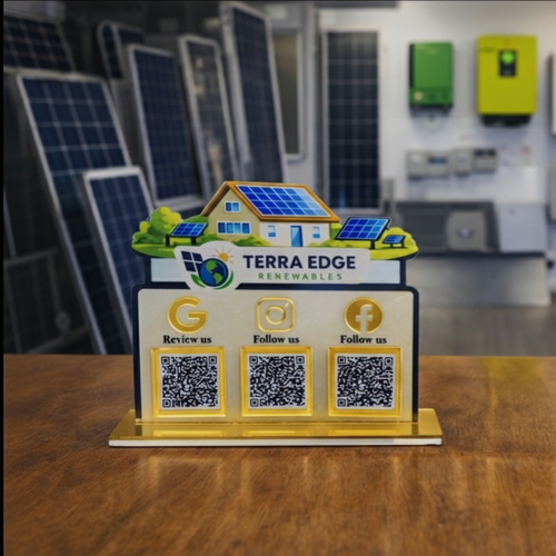 3 QR NFC Enabled Solar Panel Shape Standee for Solar Company & Renewable Energy Business For Electronics