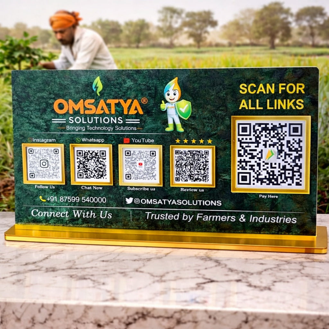 5 QR NFC Enabled Horizontal tabletop standee for tech business solar services farming industry marketing