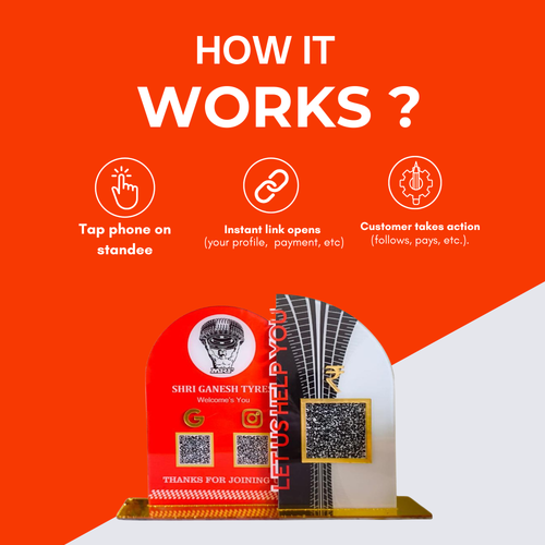 3 QR NFC Enabled Round Premium Standee for Shops Cafes Clinics & Offices