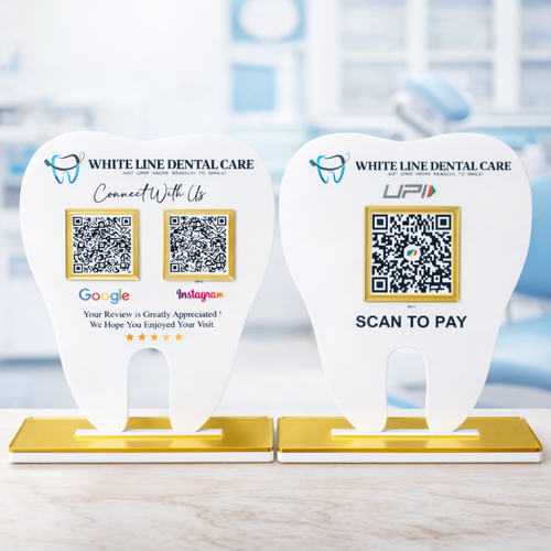 2 QR Tooth Shape NFC Enabled Bundle For Dentists Dental Clinic Dental Care