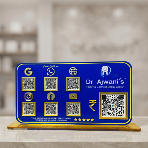 7 QR NFC Enabled Smart Standee with Payment QR For Clinic and Hospital