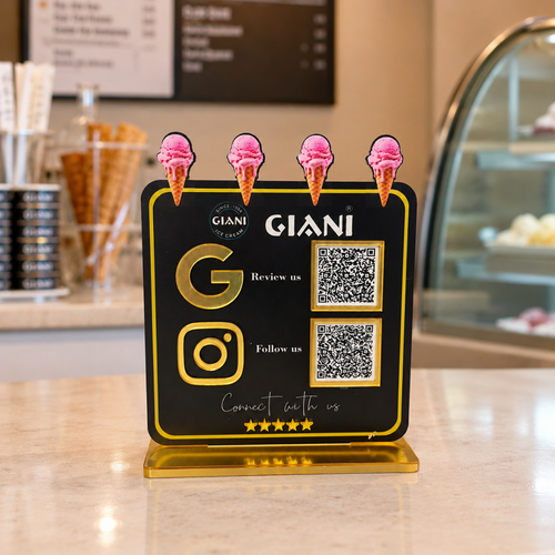 2 QR NFC Enabled Ice Cream cut out Standee