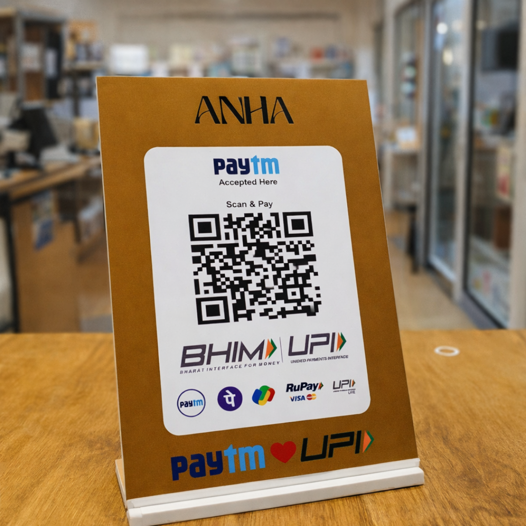 1 QR NFC Enabled Countertop Standee for Shops, Cafes, Clinics & Offices