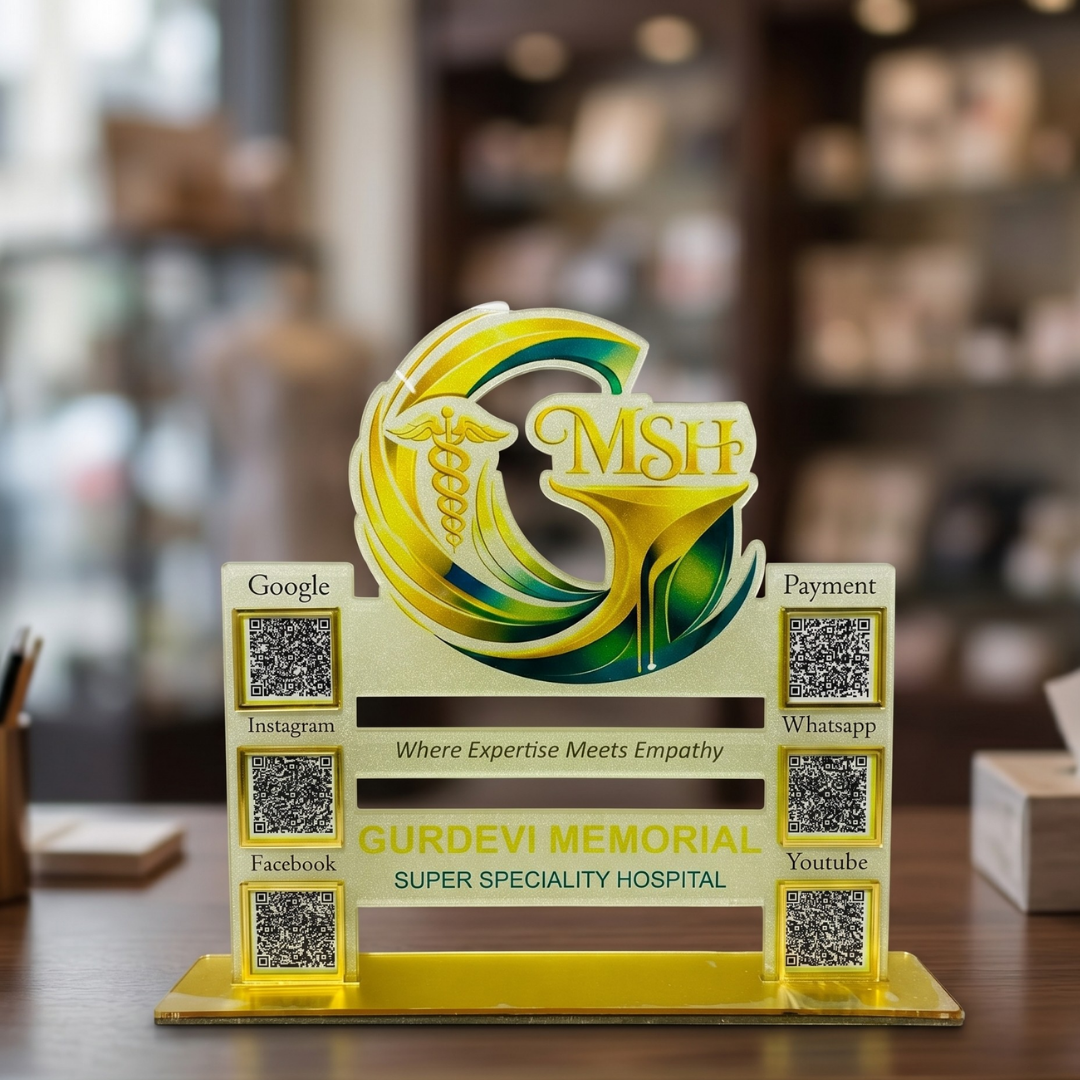 6 QR NFC Enabled Customize Standee With Special Logo For Clinic and Hospital
