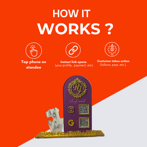 2 QR NFC Enabled Premium Jewelry Standee for Jewellery Shop & Gold Store For Jewellers