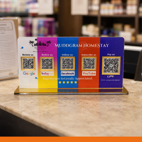 5 Qr NFC Enabled In Multicolor Standee