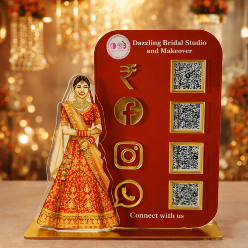 4 QR NFC Enabled Girl Cut Out Standee For Boutique