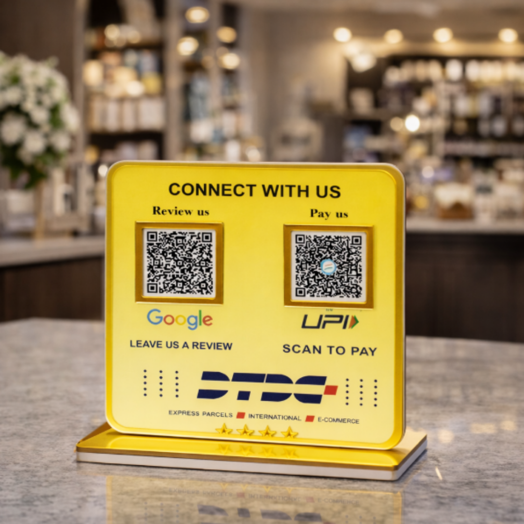 2 QR NFC Enabled Standee for Shops Cafes Clinics & Offices