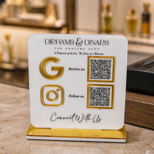 2 QR NFC Enabled White Standee for Shops Cafes Clinics & Offices and Hospital