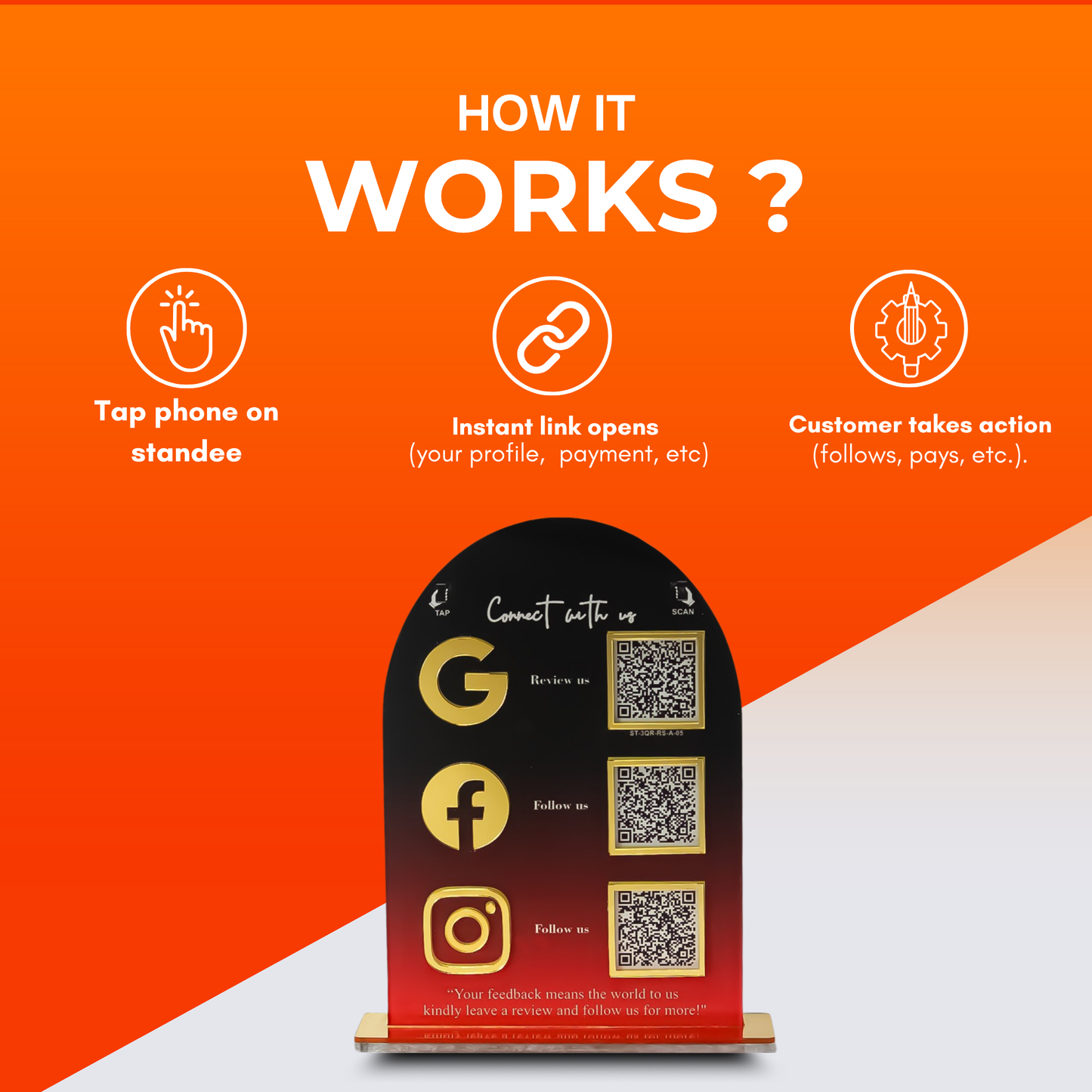 3 QR NFC Enabled Round Vertical Premium Standee for Salon & Spa