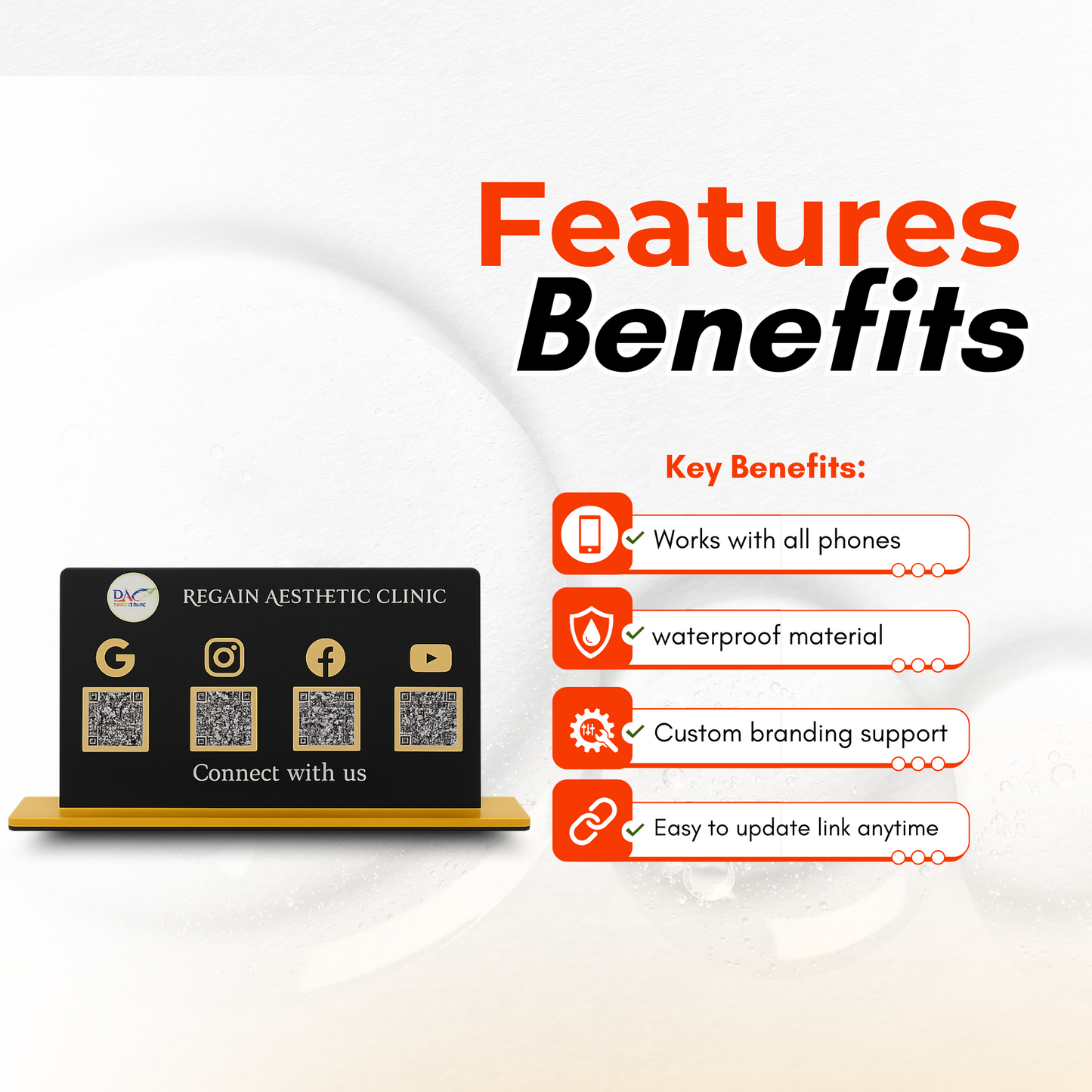 4 QR NFC Enabled Horizontal Black Colour Digital Standee For Clinic and Hospital