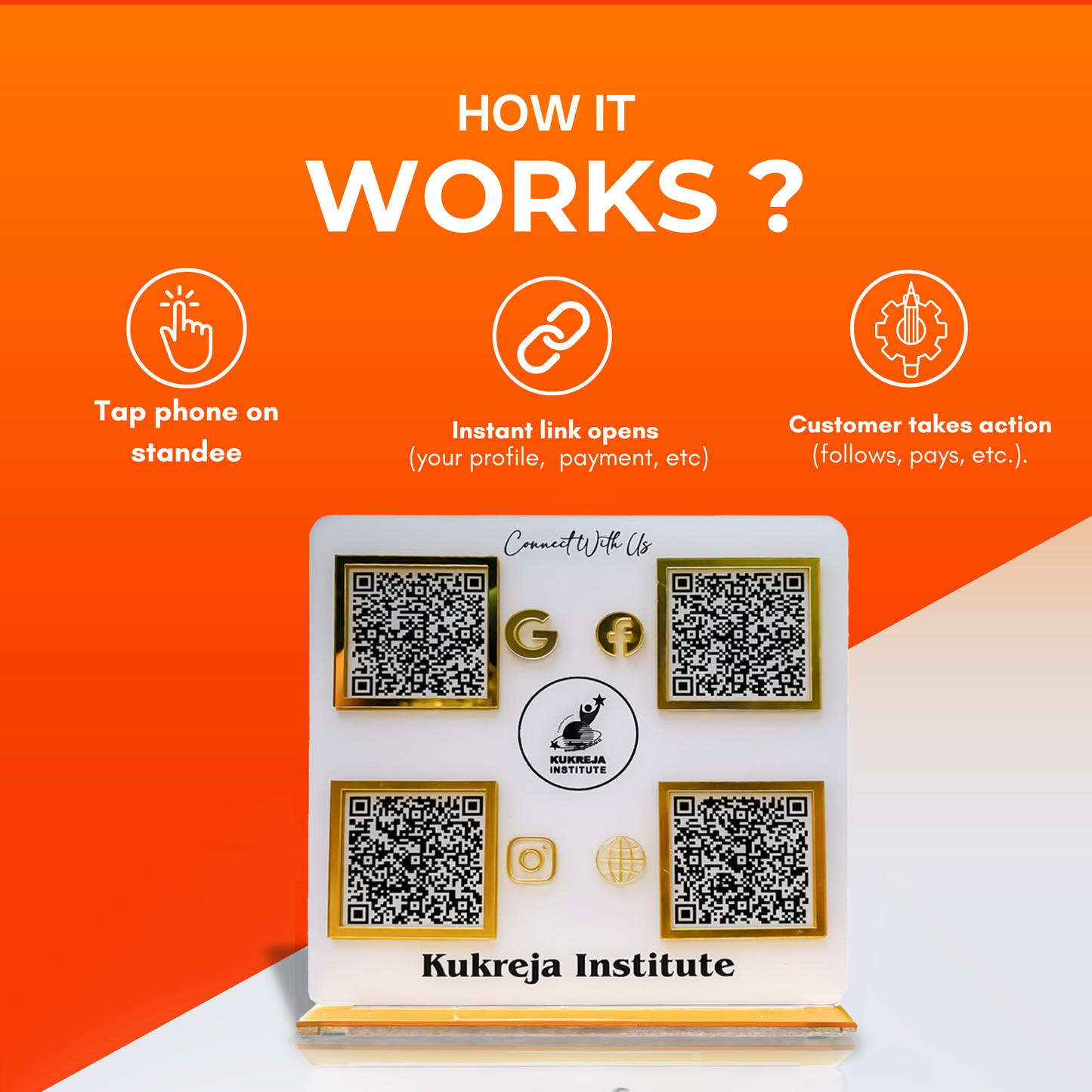 4 QR NFC Enabled Double side White Standee