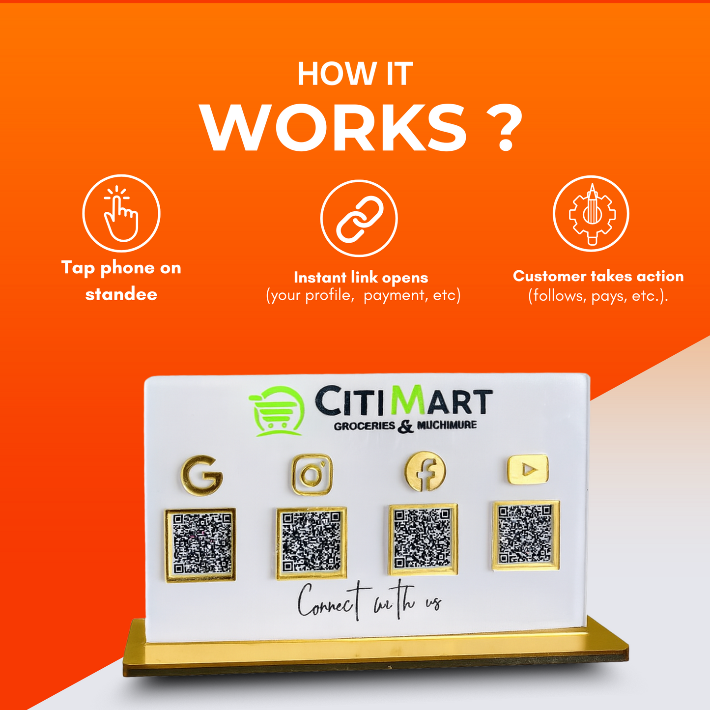 4 QR NFC Enabled White Horizontal White Colour QR Standee For Google Review