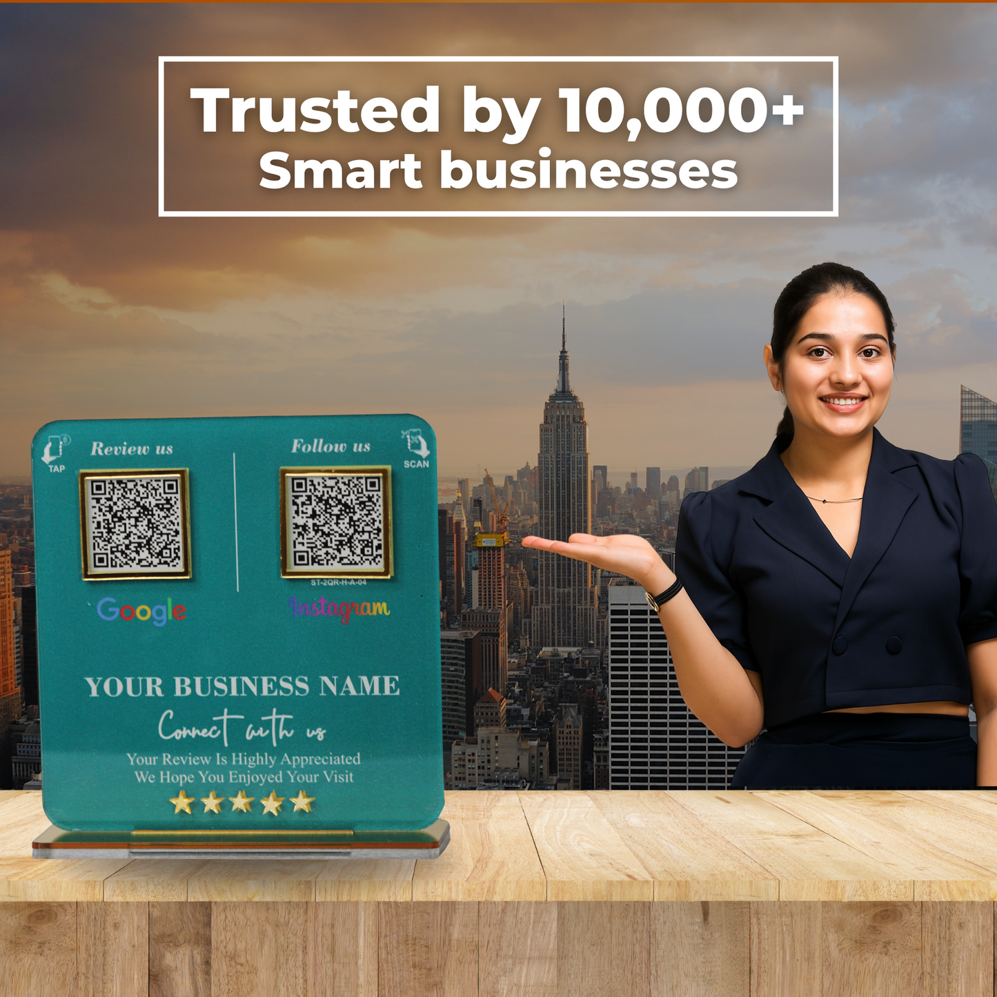 2 QR NFC Enabled Standee for Salon Spa Beauty Parlour & Makeup Studio