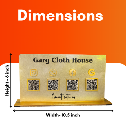 4 Qr NFC Enabled Horizontal  Golden Frosted QR Standee with Payment QR