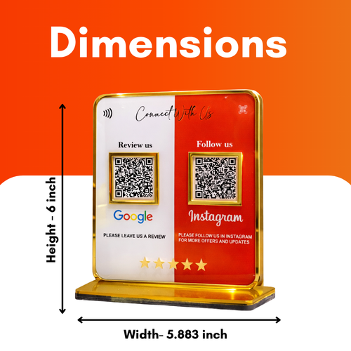 2 QR NFC Enabled Golden Border Multi Color Standee