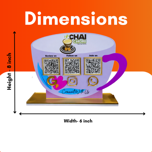 3 QR NFC Enabled Cup Shape Standee for Cafe Tea & Coffee Shop for Restaurant