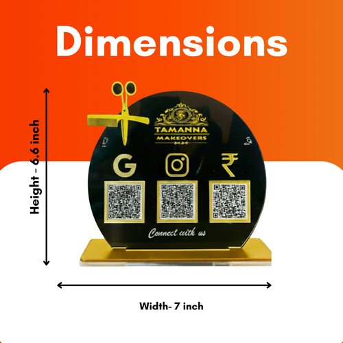 3 QR NFC Enabled Round Shape Standee with Scissor Cutout for Salon Spa & Barber Shop For Salon and spa