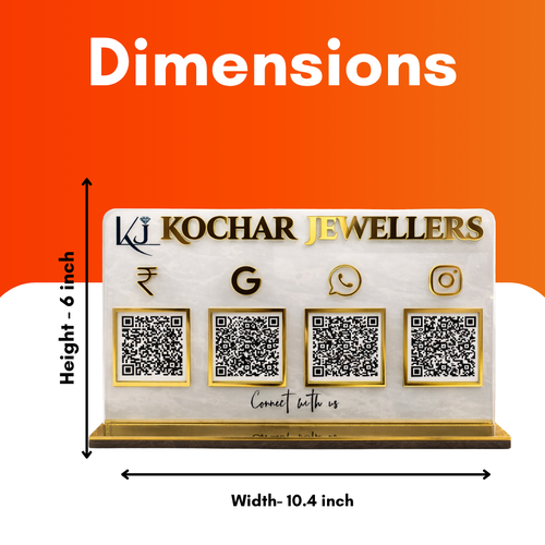 4 QR NFC Enabled Horizontal Standee for Jewellers Jewellery Shop Counter Table Top Standee