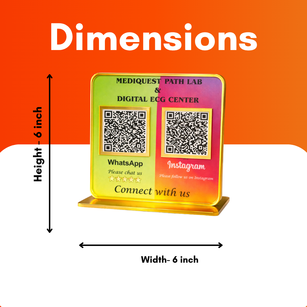 2 QR NFC Enabled Golden Border Colorful Countertop Standee for Shops Cafes Clinics & Offices