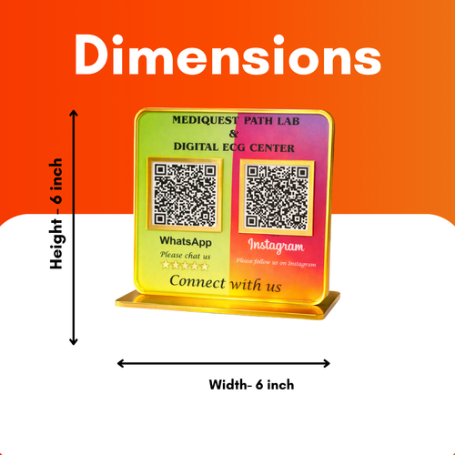 2 QR NFC Enabled Golden Border Colorful Countertop Standee for Shops Cafes Clinics & Offices