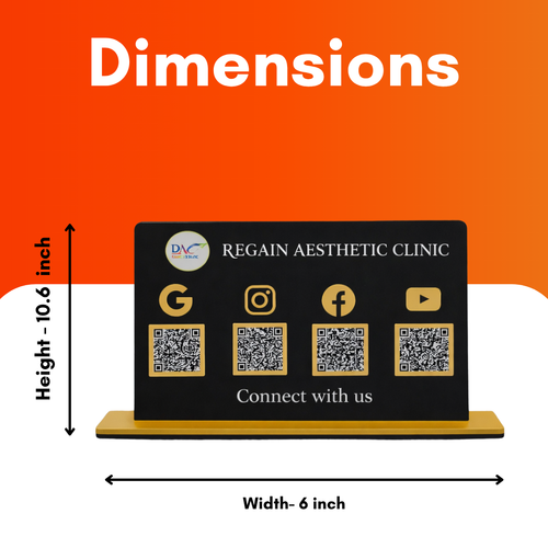 4 QR NFC Enabled Horizontal Black Colour Digital Standee For Clinic and Hospital