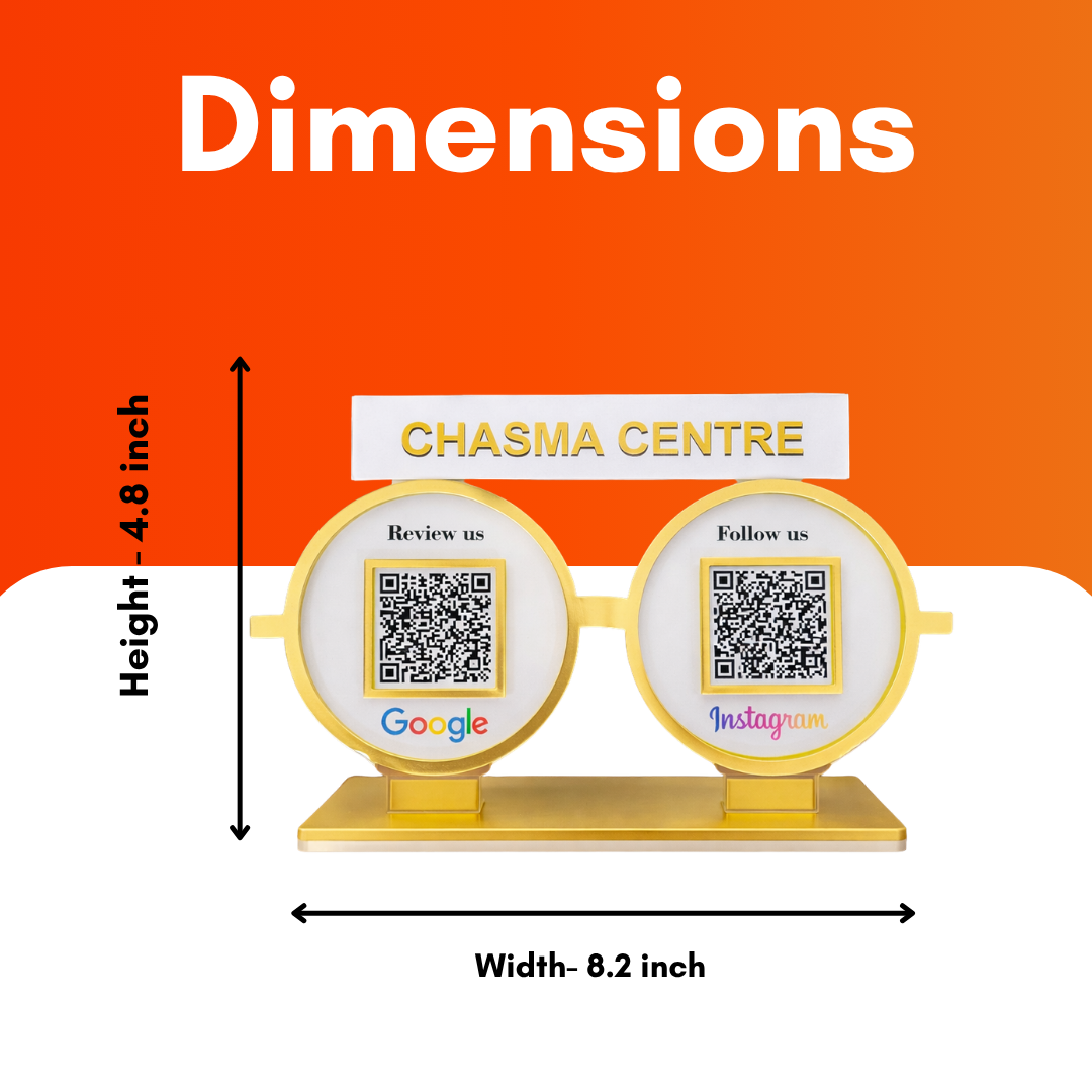 2 QR NFC Enabled Eyeglasses Shape Cutout Optical Store Standee